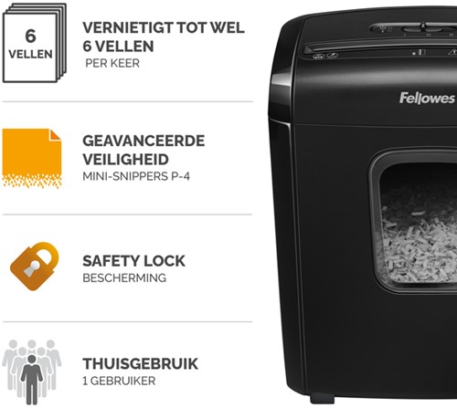 Papiervernietiger Fellowes Powershred 6M snippers 4x12mm-2
