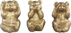 PTMD Golden beren horen-zien-zwijgen- set á 3 stuks