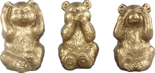 PTMD Golden beren horen-zien-zwijgen- set á 3 stuks