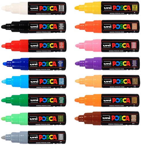 Verfstift  Posca PC7M breed wit-2