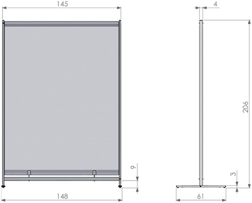 Vloerscheidingspaneel Nobo vrijstaand doorzichtig PVC 1480x2060mm-3
