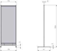 Vloerscheidingspaneel Nobo vrijstaand doorzichtig PVC 780x2060mm-3
