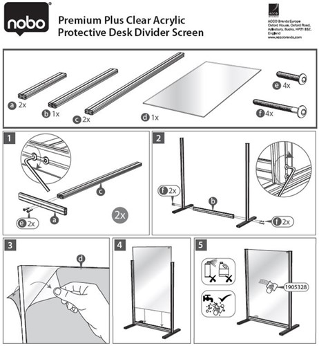 Bureauscherm uitbreidingspaneel Nobo Modulair transparant acryl 40x100cm-3