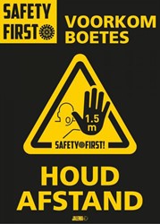 Deursticker A4 Djois "Houd afstand" 200 x 300 mm geel 2 stuks