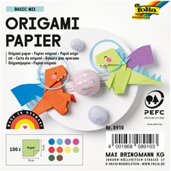 Origami papier Folia 70gr 10x10cm 100 vel assorti kleuren