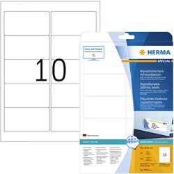 Etiket HERMA 4349 A4 96x50.8mm verwijderbaar wit
