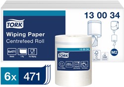 Poetspapier Tork M2 centerfeed 1-laags 165m wit 130034