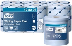 Poetspapier Tork Wiping Plus M2 Centerfeed 2-laags 157m blauw 128207