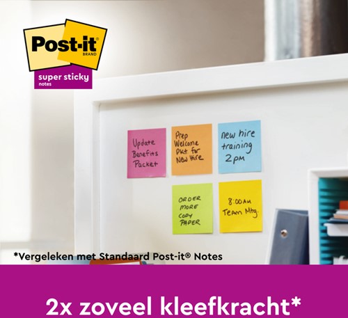 Memoblok Post-it 654 Super Sticky 76x76mm 21+3 gratis assorti-3
