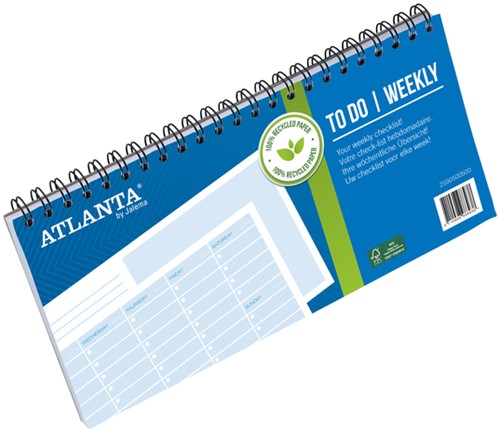 Things to do Djois Atlanta recycled papier Weekly 297x150mm 60vel 70gr landscape blauw