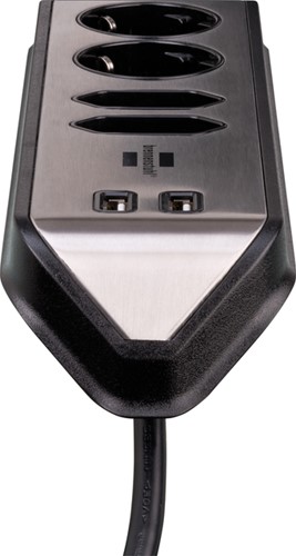 Stekkerdoos Brennenstuhl bureau Estilo 4 voudig inclusief 2 USB 2 meter zwart/zilver-2