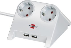 Stekkerdoos Brennenstuhl bureau 2 voudig inclusief 2 USB 1.8m wit