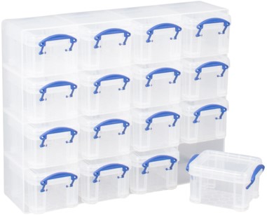 Opbergbox Really Useful 16x 0.14 liter 280x224x65 mm transparant wit