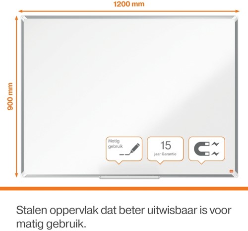 Whiteboard Nobo Premium Plus magnetisch 90x120cm staal-2