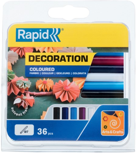 Lijmpatroon Rapid 7mm 5 kleuren assorti 36 stuks