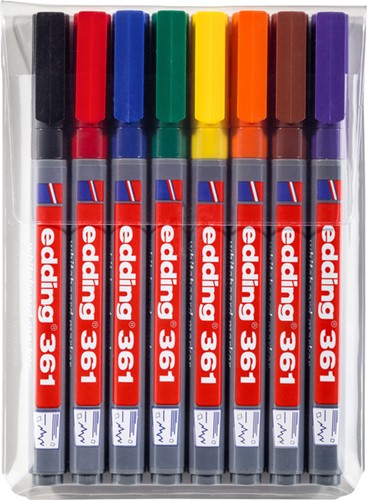 Whiteboardmarker edding 361 rond 1mm assorti set à 8 stuks