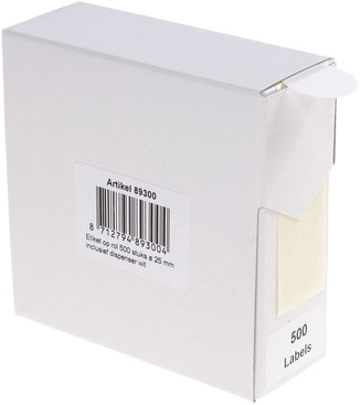 Etiket Rillprint 25mm 500st op rol wit-2