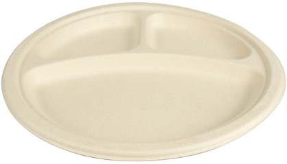 Bord IEZZY 260mm 3 vaks suikerriet PFAS-vrij naturel 50 stuks