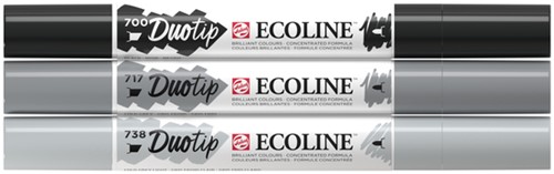 Duotip Talens Ecoline set à 3 stuks zwart en grijs