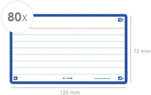 Flashcard Oxford 2.0 75x125mm 80 vel 250gr lijn blauw-2