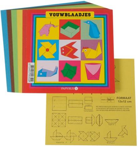 Vouwblaadjes vierkant 12x12cm 65gram assorti