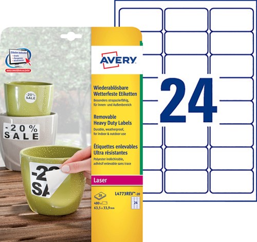 Etiket Avery L4773REV-20 63.5x33.9mm wit 480 etiketten-2