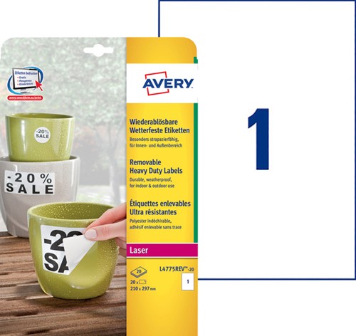 Etiket Avery L4775REV-20 210x297mm wit 20stuks-2