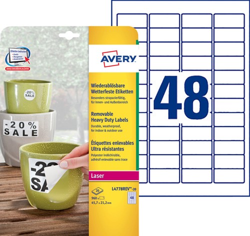 Etiket Avery L4778REV 45.7x21.2mm wit 960stuks-2