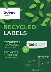 Etiket Avery LR7169-100 99.1x139 mm recycled wit 400stuks