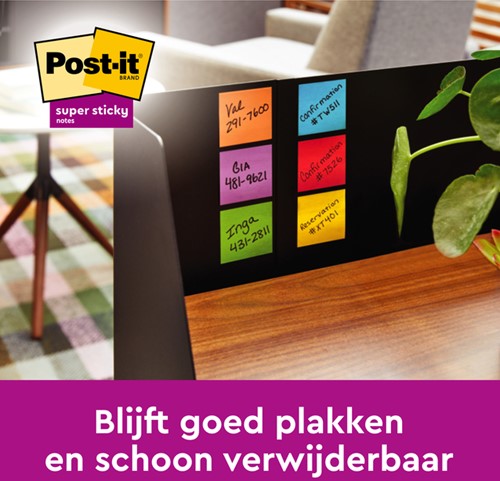 Memoblok Post-it 654 Super Sticky 76x76mm 90 vel rainbow 12 stuks-3