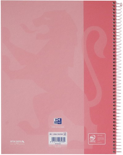 Notitieboek Oxford Touch Europeanbook A4+ 4-gaats lijn 80vel pastel roze-2