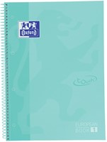 Notitieboek Oxford Touch Europeanbook A4+ 4-gaats lijn 80vel pastel mint
