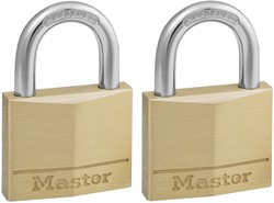 Hangslot MasterLock 2 gelijksluitend messing 40mm 2 stuks