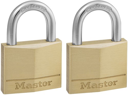 Hangslot MasterLock 2 gelijksluitend messing 40mm 2 stuks