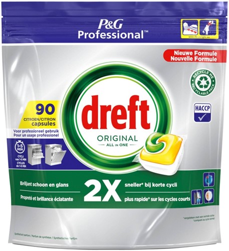 Vaatwastabletten Dreft All-in-1 professional lemon 90 stuks