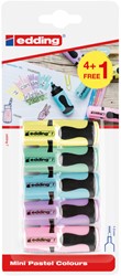 Markeerstift edding 7 mini 1-3mm pastel assorti blister à 4+1 stuk gratis