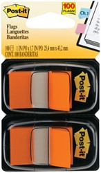 Indextabs 3M Post-it 680 25.4x43.2mm duopack oranje 100 vel