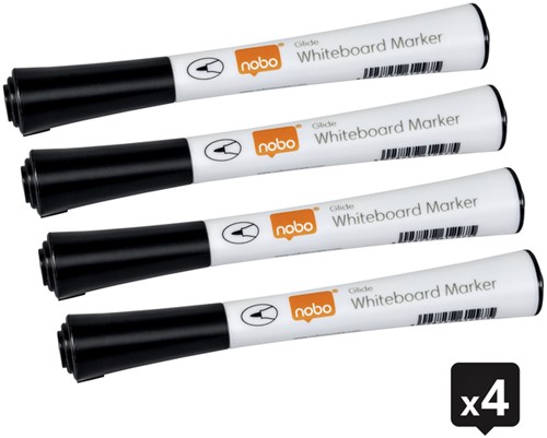 Whiteboardmarker Nobo  Glide fijn zwart 1mm 4stuks-2