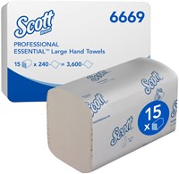 Handdoek Scott Essential i-vouw 1-laags 200x318mm 15x240 vel wit 6669