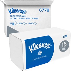 Handdoek Kleenex i-vouw 2-laags 21.5x31.8cm 15x124stuks wit  6778