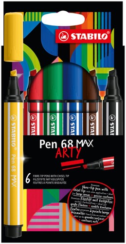 Viltstift STABILO Pen 68 Max Arty assorti etui à 6 stuks