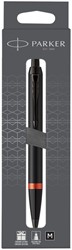 Balpen Parker IM black orange vibrant ring medium blister à 1 stuk