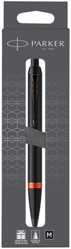 Balpen Parker IM black orange vibrant ring medium blister à 1 stuk