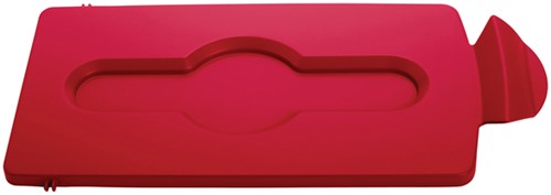 Deksel Rubbermaid Slim Jim Recyclestation gesloten rood
