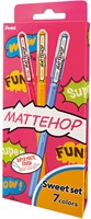 Gelschrijver Pentel K110 Mattehop Fun Sweet medium assorti blister à 7 stuks