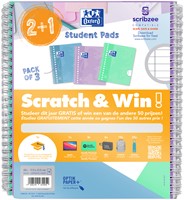 Collegeblok Oxford School A5+ lijn 17-gaats 160 pagina's 80gr pastel scratch&win assorti 3 stuks