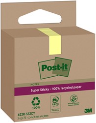 Memoblok 3M Post-it 622 RSS3CY 47,6x47,6mm geel 3 stuks