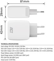 Oplader ACT 20w 2-poorts usb a+c wit-2