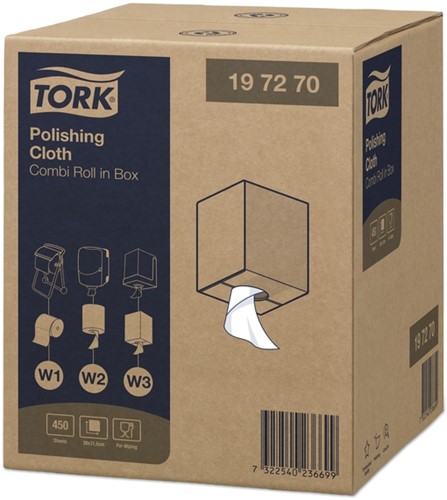 Reinigingsdoek Tork W1-W2-W3 Premium 1-laags 450 vel wit 197270-3