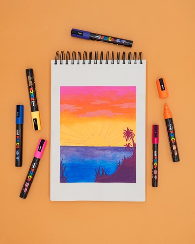Verfstift Posca PC5M medium koel assorti set à 8 stuks-3